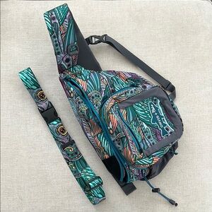 Orvis + Fishe fly fishing Multicolor Sling Backpack and wader belt